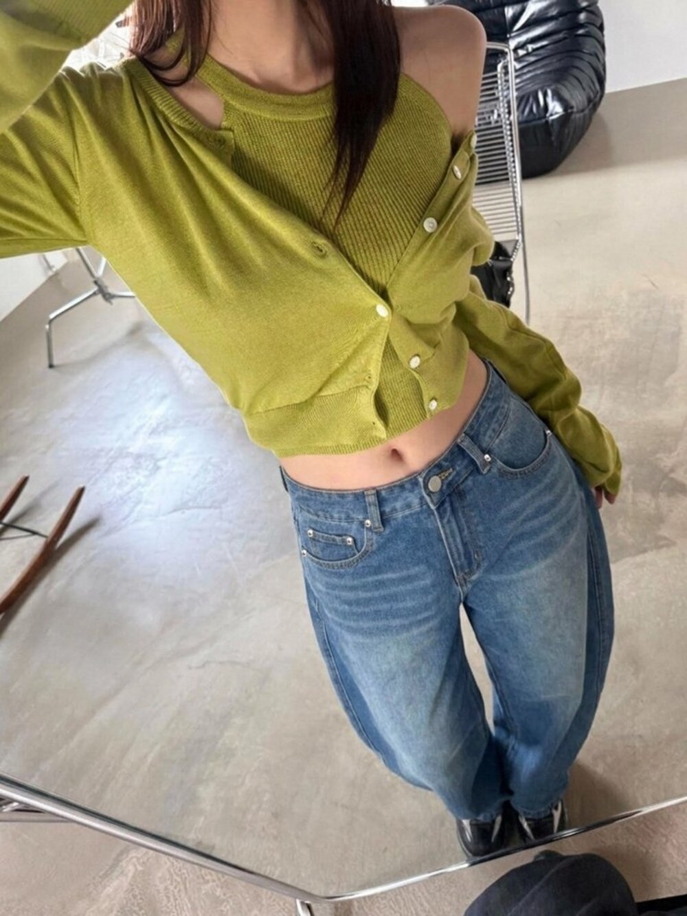 Medium Wash Casual Women's Denim Wide Leg Jeans